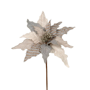 Fabric Poinsettia w/Glitter - Grey/Multi