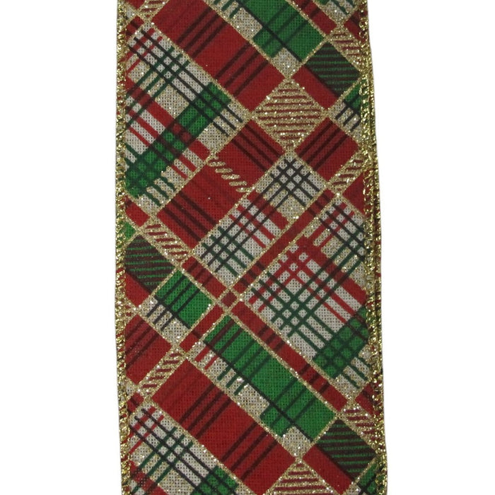 2.5 in Plaid Ribbon - Red/Green/Gold