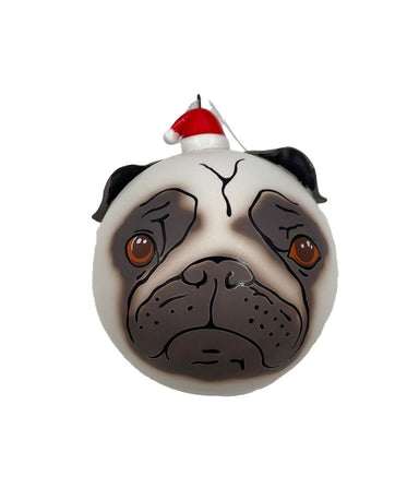 100 mm Hand-Blown Glass Pug Ornament