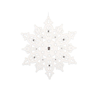 24 in Jewel Flock Snowflake Ornament - White