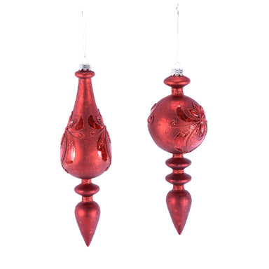 Glass Finial Ornament - Red