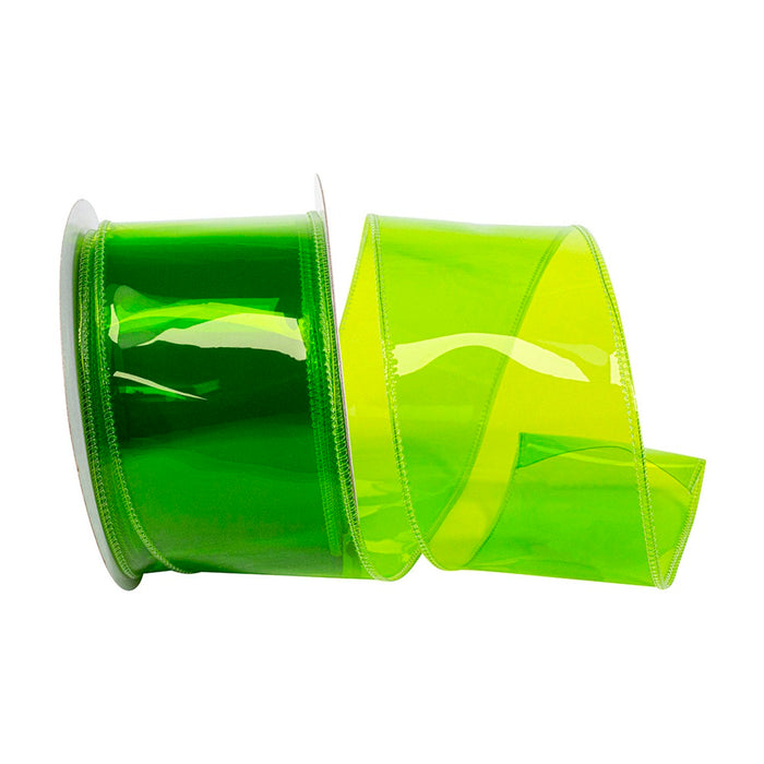 2 1/2 in Jelly Vinyl Wired Edge Ribbon - Lime