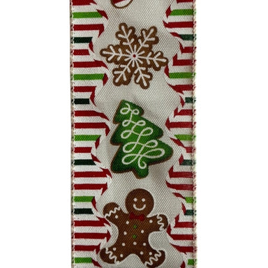 2.5 in Gingerbread Man Ribbon - Red/White/Green