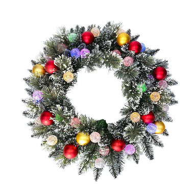24 in Snowy Bristle Mix Wreath Pre-Lit