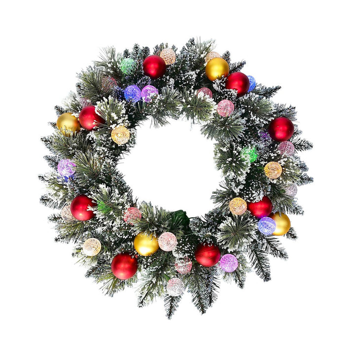 24 in Snowy Bristle Mix Wreath Pre-Lit