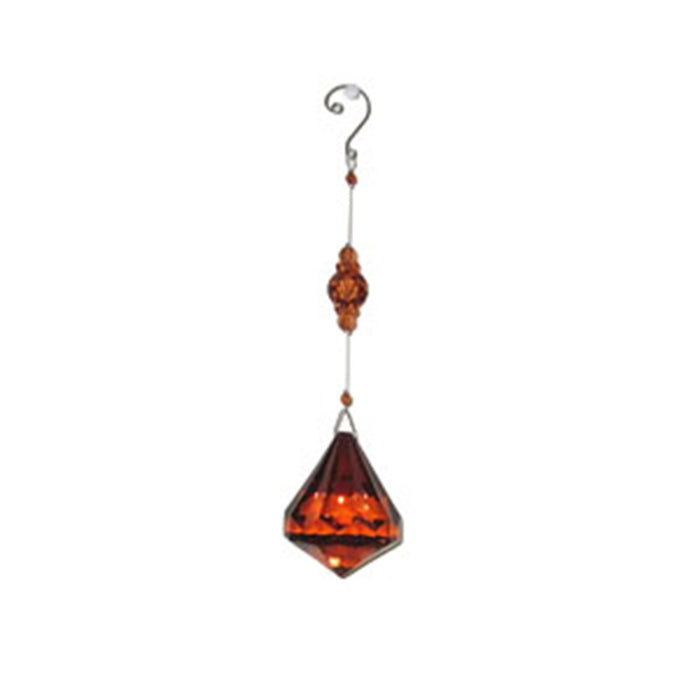8.25 in Acrylic Diamond w/Bead & Metal Ornament - Cocoa