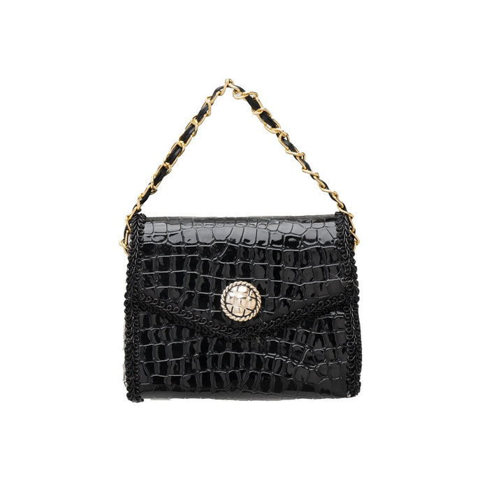 4 3/4 in Faux Alligator Skin Handbag Ornament - Black