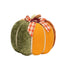 7 in Fabric/Styro Pumpkin w/Bow & Leaves - Multicolor