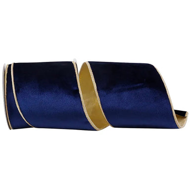 2.5 in Velvet Ribbon - Navy/Gold