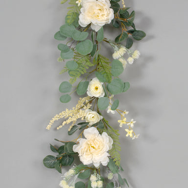 5' Polyester Mixed Flower Garland - Green/White