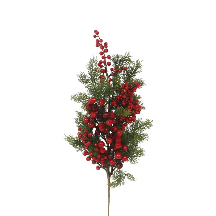 32 in Juniper Spray w/Mixed Berries - Red/Green