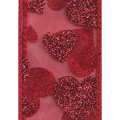 #9 Wired Heartsie Ribbon - Red, 50 Yds