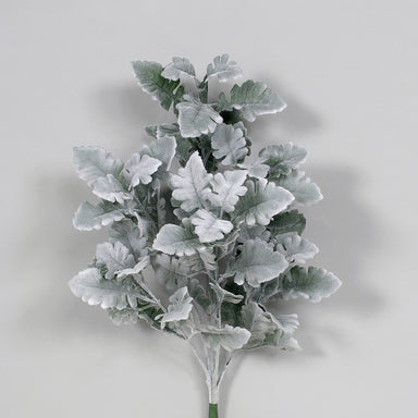 22" Polyester Flocked Dusty Miller Bush X 6 - Blue/Green
