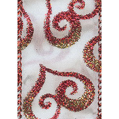 #9 Wired Passion Ribbon - Red/White, 10Yds