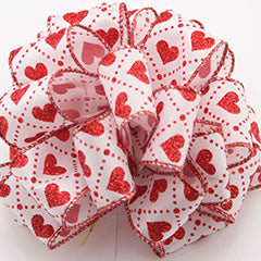 #9 Wired Treasure Ribbon - Red/White, 10 Yds