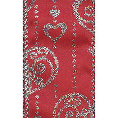 #9 Wired Loven Ribbon - Red/Silver, 10 Yds