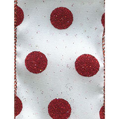 #40 Wired Declan Ribbon - White/Red, 10 Yds