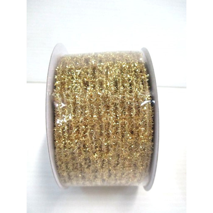 Mesh Glitter Ribbon - Gold, 2.5" X 10 Yds